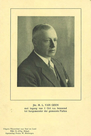 Foto van Jhr. Mathieu Lambert van Geen, burgemeester van 1-11-1946 tot 1-10-1948