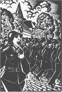 De wegvoering op 2 oktober 1944 geschilderd door de puttense kunstenaar Jo Bezaan 