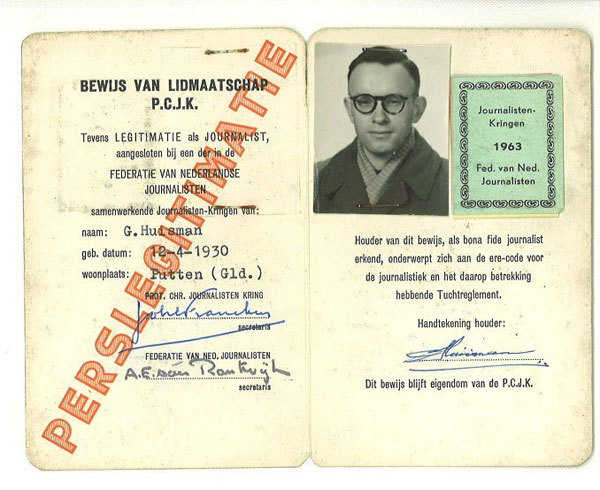 Foto van legitimatiebewijs van Gijsbertus Huisman