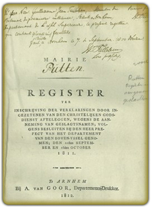 Foto van een register van de burgelijke stand